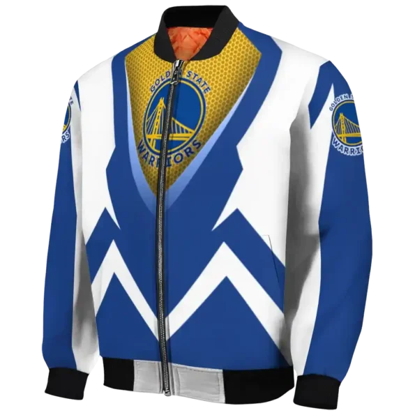 customized golden state warriors v stripes blue white bomber jacket best selling