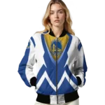 customized golden state warriors v stripes blue white bomber jacket best selling