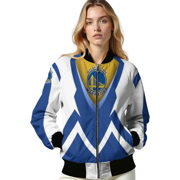 customized golden state warriors v stripes blue white bomber jacket latest model
