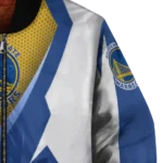 customized golden state warriors v stripes blue white bomber jacket best selling
