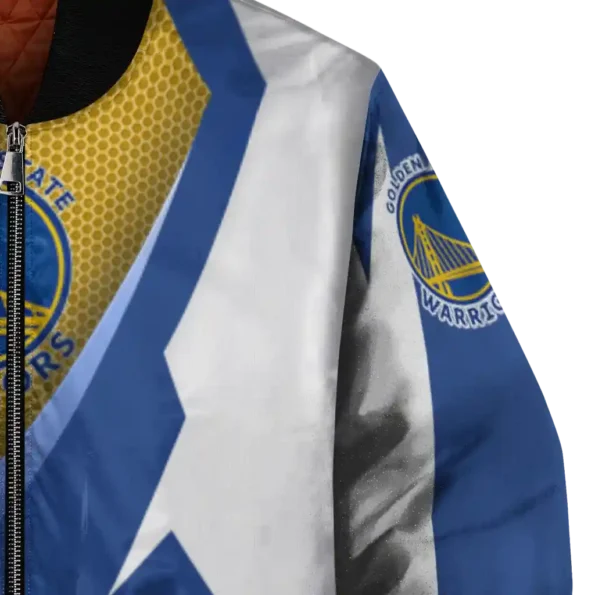 customized golden state warriors v stripes blue white bomber jacket premium grade