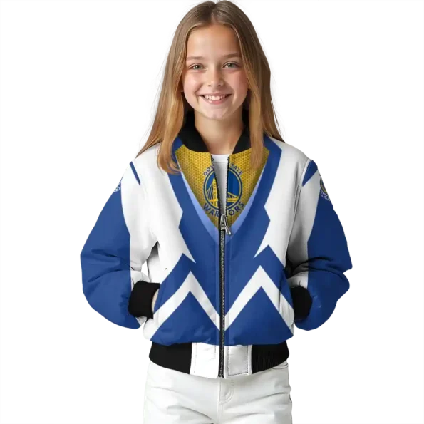 customized golden state warriors v stripes blue white bomber jacket top rated