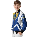 customized golden state warriors v stripes blue white bomber jacket best selling