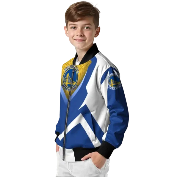 customized golden state warriors v stripes blue white bomber jacket trendy
