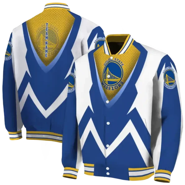 customized golden state warriors v stripes blue white varsity jacket fashion forward.webp