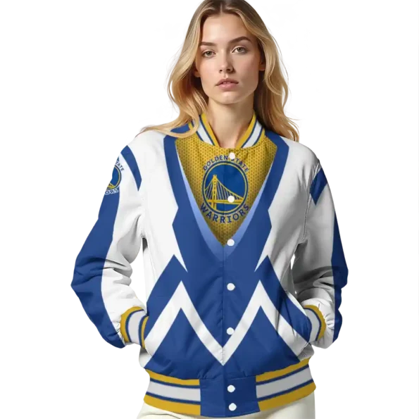 customized golden state warriors v stripes blue white varsity jacket latest model.webp