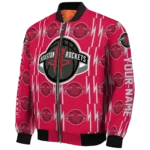 customized houston rockets bolt stripe red bomber jacket best selling