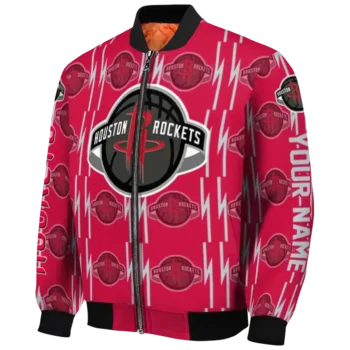 customized houston rockets bolt stripe red bomber jacket best selling