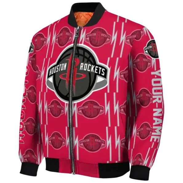 customized houston rockets bolt stripe red bomber jacket best selling