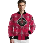 customized houston rockets bolt stripe red bomber jacket best selling
