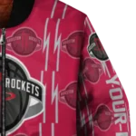 customized houston rockets bolt stripe red bomber jacket best selling