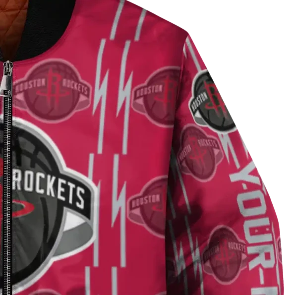 customized houston rockets bolt stripe red bomber jacket premium grade