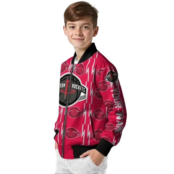 customized houston rockets bolt stripe red bomber jacket trendy