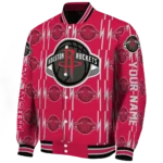 customized houston rockets bolt stripe red varsity jacket best selling.webp