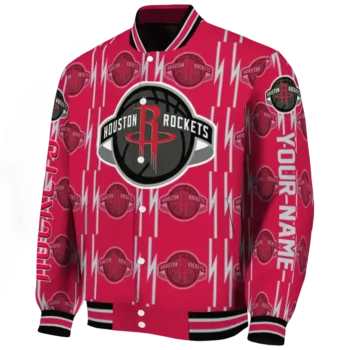 customized houston rockets bolt stripe red varsity jacket best selling.webp