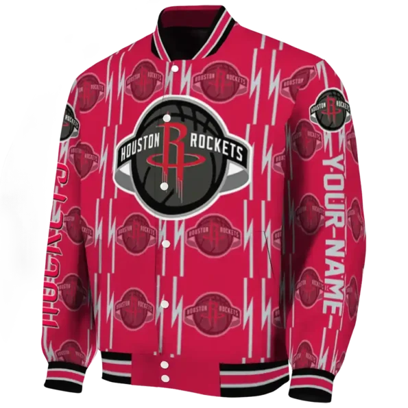 customized houston rockets bolt stripe red varsity jacket best selling.webp