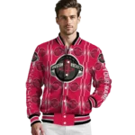 customized houston rockets bolt stripe red varsity jacket best selling.webp