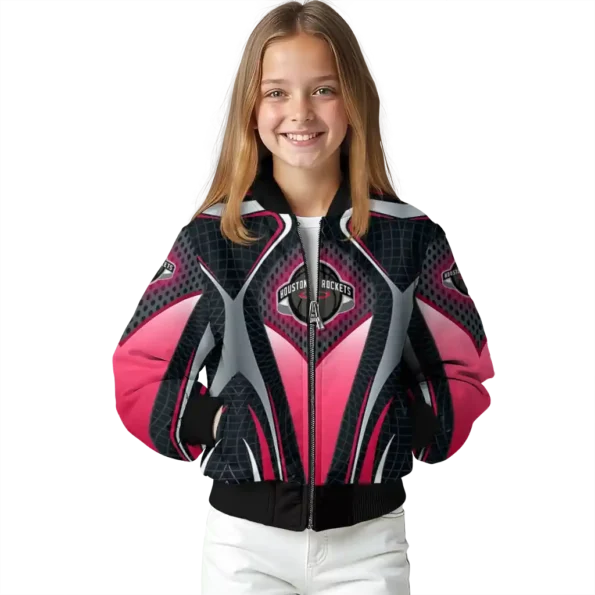 customized houston rockets mesh chest black bomber jacket top rated
