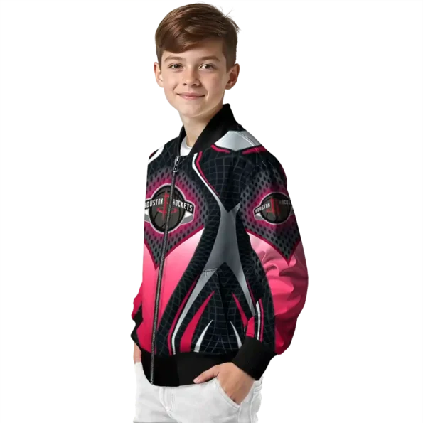 customized houston rockets mesh chest black bomber jacket trendy