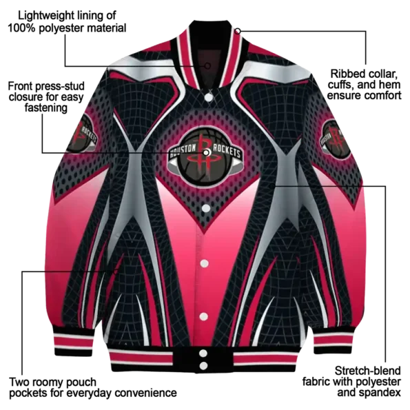 customized houston rockets mesh chest black varsity jacket new arrival.webp
