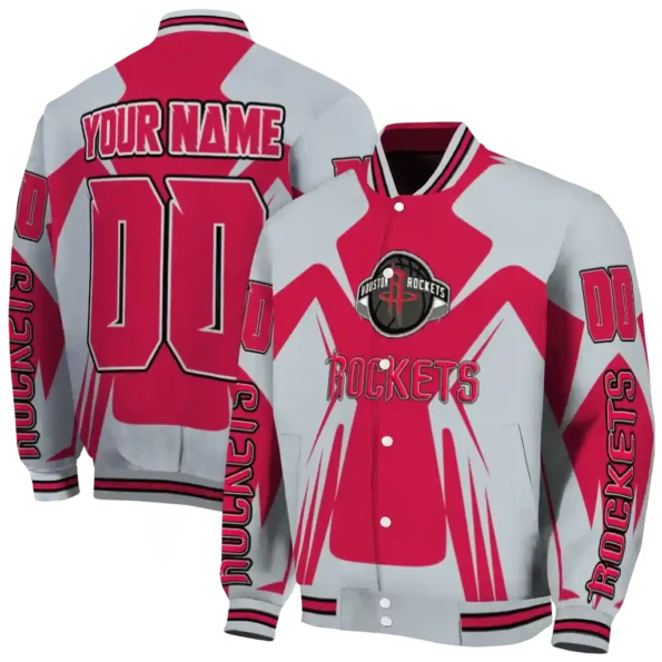 customized houston rockets spider mark red varsity jacket fashion forward.webp