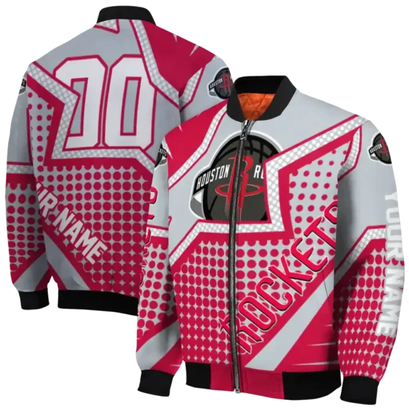 customized houston rockets star burst red bomber jacket fashion forward