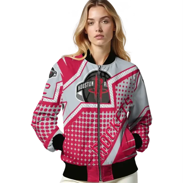 customized houston rockets star burst red bomber jacket latest model