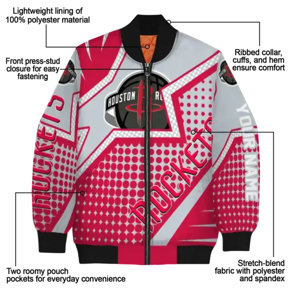 customized houston rockets star burst red bomber jacket new arrival