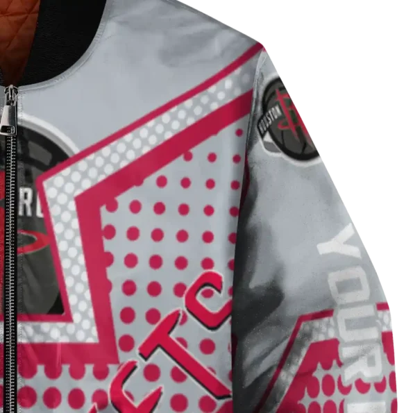 customized houston rockets star burst red bomber jacket premium grade