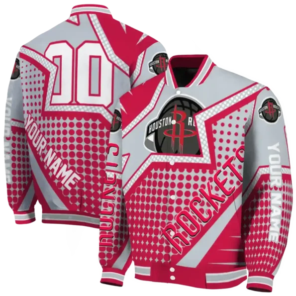 customized houston rockets star burst red varsity jacket fashion forward.webp