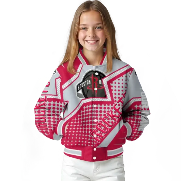 customized houston rockets star burst red varsity jacket top rated.webp