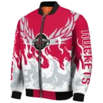 customized houston rockets winged blaze red white bomber jacket best selling