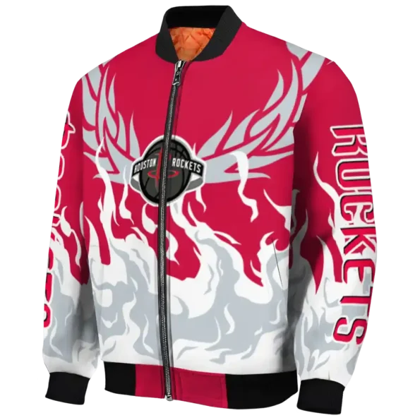customized houston rockets winged blaze red white bomber jacket best selling
