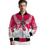 customized houston rockets winged blaze red white bomber jacket best selling