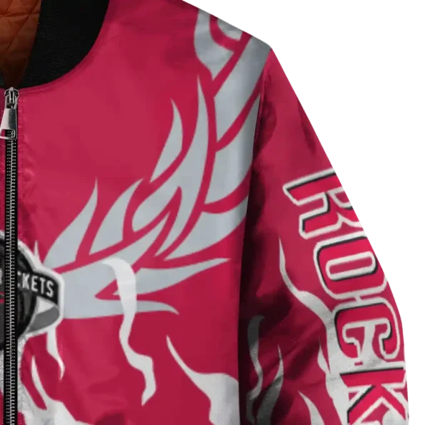 customized houston rockets winged blaze red white bomber jacket premium grade