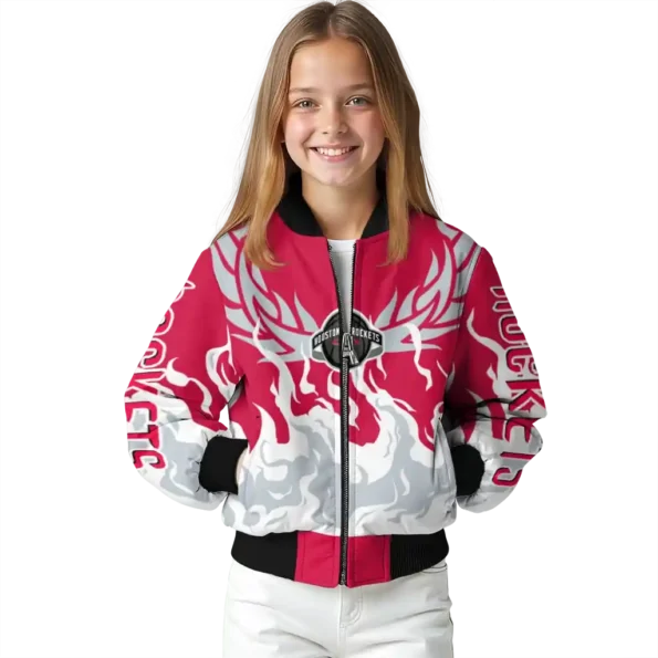 customized houston rockets winged blaze red white bomber jacket top rated