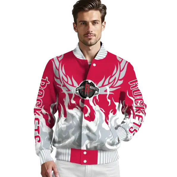 customized houston rockets winged blaze red white varsity jacket high quality.webp