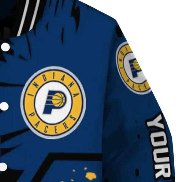 customized indiana pacers hexagon cluster blue black varsity jacket premium grade.webp