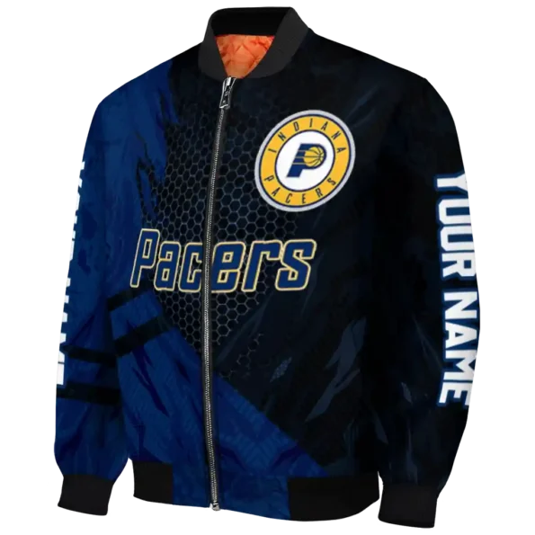 customized indiana pacers hexagon mesh blue black bomber jacket best selling