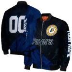 customized indiana pacers hexagon mesh blue black bomber jacket best selling