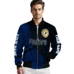 customized indiana pacers hexagon mesh blue black bomber jacket best selling