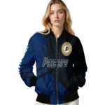 customized indiana pacers hexagon mesh blue black bomber jacket best selling