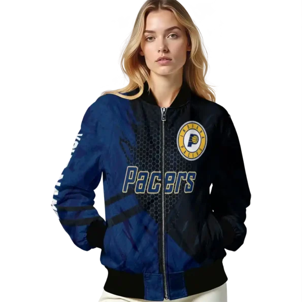 customized indiana pacers hexagon mesh blue black bomber jacket latest model