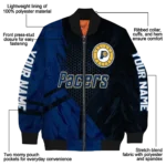 customized indiana pacers hexagon mesh blue black bomber jacket best selling