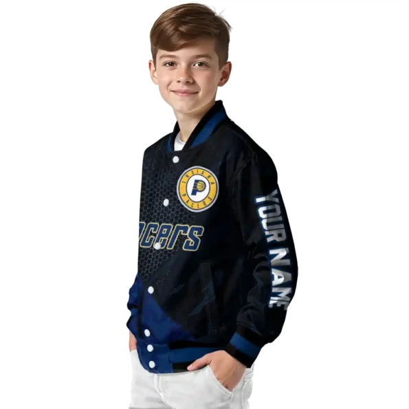 customized indiana pacers hexagon mesh blue black varsity jacket trendy.webp