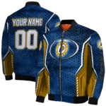 customized indiana pacers power plate blue bomber jacket best selling