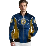 customized indiana pacers power plate blue bomber jacket best selling