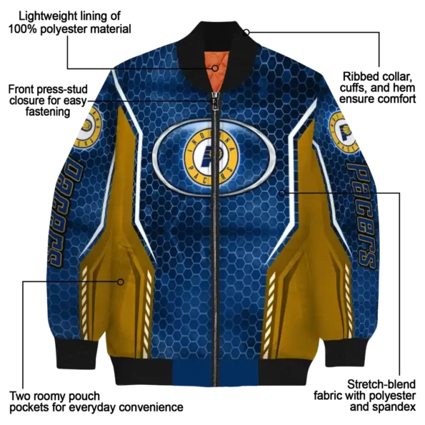 customized indiana pacers power plate blue bomber jacket new arrival
