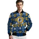 customized indiana pacers pyramid shapes blue bomber jacket best selling