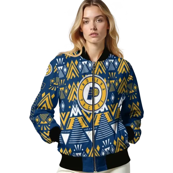 customized indiana pacers pyramid shapes blue bomber jacket latest model